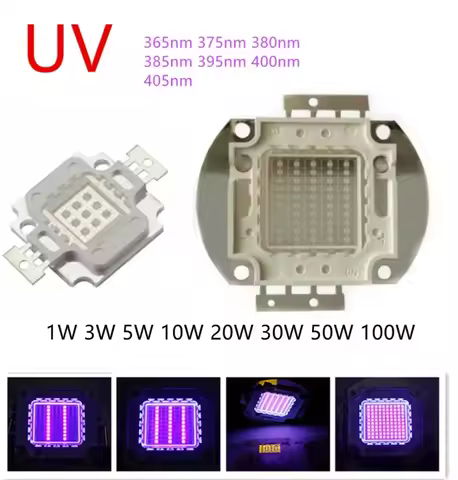 UV led 3W 5W 10W 20W 30W 50W 100W High Power Light UV Purple LED 365nm 385nm 395nm 400nm 405nm 410nm