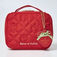 Japan HMV special MAISON DE FLEUR red strawberry quilted toiletries stationery multipurpose pouch ba