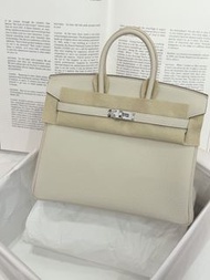 門市現貨～Hermes birkin 25 奶昔白銀釦 togo G stamp