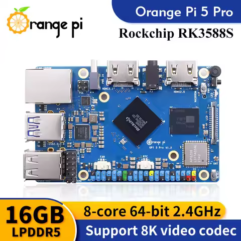 Orange Pi 5 Pro 16GB Ram Single Board Computer RK3588S LPDDR5 Wifi5.0-BT5 Development Board M2.0 Sup