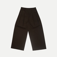 GOERS STUDIO Double Pleated Wide Leg Pants - Brown