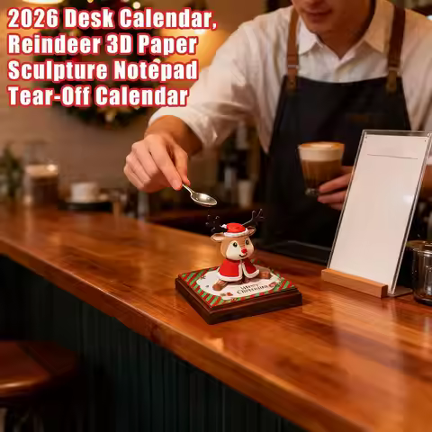 3D Calendar Deer Design Memo Planner Christmas Theme Paper Sculpture Calendar For Kids Women Men Tea