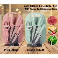 Premium Knife Set 7pcs Kitchen Knife Cutter Set With Peeler And Chopping Board Set Pisau