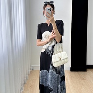 Issey Miyake Pleated Short Sleeve Dress Printing Elegant Temperament High Sense Loose Thin Gas impor