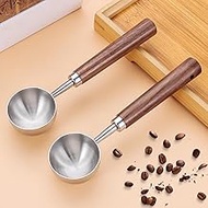Vintage Coffee Scoop 10g/30ml Capacity 2pcs Retro 304 Stainless Steel Coffee Measuring Spoon Walnut 