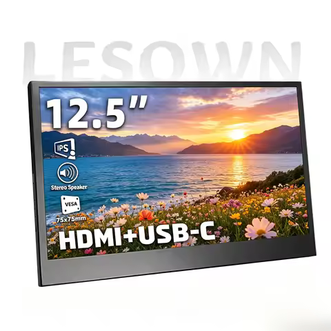 LESOWN 12.5 Inch FHD Portable Raspberry Pi 4 5 Display 1080P IPS Monitor with Built-in Speaker miniH