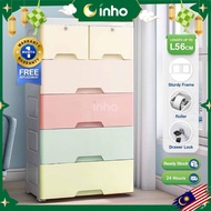 INHO L56cm (3-5 Layers) Multipurpose Plastic Drawer Storage Box Wardrobe Drawer cabinet With Lock