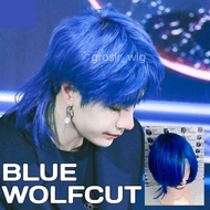 Wholesale Korean Men's Wig Wolfcut Model Color biru Code A5 color