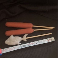 DIY 手工縫製布織布家家酒玩具食材 魚 熱狗 烤肉玩具 共三串＠c84