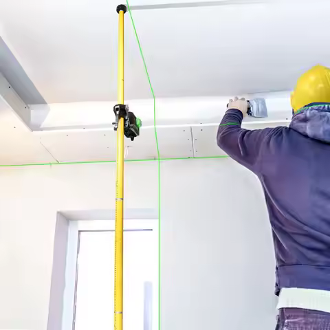 Huepar 12 Ft./3.7m Laser Tripod Telescoping Pole with 1/4-Inch by 20-Inch Laser Mount for Rotary Inc