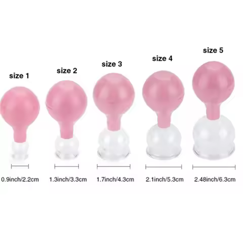 5 pcs/set Cupping device Glass vacuum cupping device Manual cupping glass Cupping moxibustion PVC ru