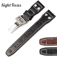 22mm Real Calfskin Leather Military Style Watch Band for IWC Strap Watch Men Mark Big Pilot Bracelet Rivet Belt Correas Hombres