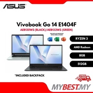 ASUS Vivobook Go 14 E1404F-AEB130WS , AEB132WS - R3 30/8GB/512GB/14.0/Value IPS/W11/OFFICE HOME 24(M
