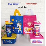 Tupperware Blue Gamer & Pink Dancer Lunch Set