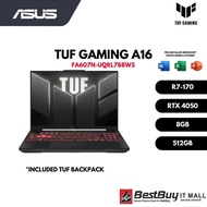 ASUS TUF Gaming A16 FA607N-UQRL788WS , FA607N-UQRL888WS ( R7-170/ RTX4050/ 8GB , 16GB/ 512GB/ OPI/ M