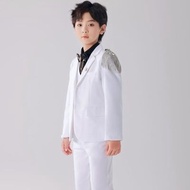 Boy Dress High-End Suit Suit Children Performance Dress Boy Handsome Model Catwalk Dress Host Big Ki