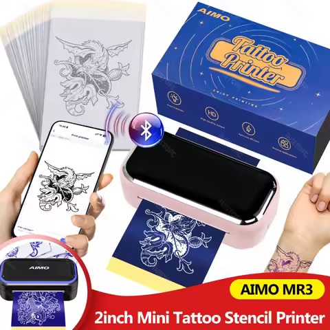 Mini Tattoo Stencil Printer AIMO MR3 80mm Wireless Thermal Tattoo Maker & 3inch Transfer Paper Focus