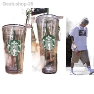 new 【Limited 】Classic Starbucks Tumbler Straw cup Cold cup Double layer plastic cup reusable Straw cup Cold cup Transpa