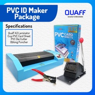 Quaff Pvc Id Maker Package Laminator + Sheets Oblong Puncher Die Cutter