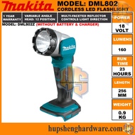 Makita DML802 Cordless LED Flash Light Lumens 160 Battery 18V Run Time 13 Hours DML802 DML802Z