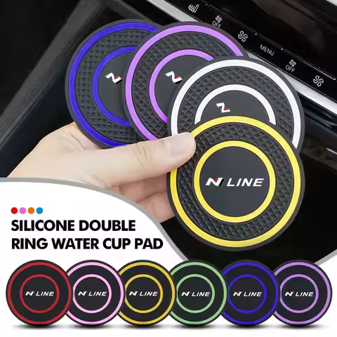 2pcs Silicone Car Cup Holder Coaster Non-Slip Anti Dust Cup Mat For Hyundai N Line Tuscon NX4 I20 I3
