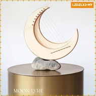 [Loviver] Lyre Harps 8 String Moon Lyre for Beginners with Wood Stand Single Board Lyre Soft Sound C