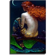 OUJJG Mermaid Fantasy and Merman Image Poster Decorative Painting Canvas Wall Art Living Room Poster
