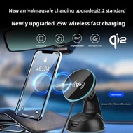 MagSafe Car Charger Qi2.2 25W Fast Wireless Charging for Vent Mount Tempered Glass Anti-Slip Holder