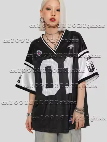Coolane Women's Summer Rave Y2K Blockcore Sportswear Breathable Mesh Gyaru Game Day Football Number 
