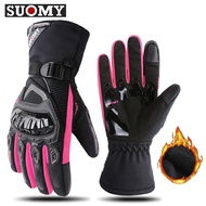 Suomy ถุงมือขี่มอเตอร์ไบค์สำหรับผู้หญิงถุงมือถุงมือกันลมกันน้ำมอเตอร์ไซต์ให้ความอบอุ่นในฤดูหนาวสีชมพ