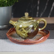 【母親節禮物】200ml 上釉柴燒 手拉坯茶壺 鶯歌名家葉敏祥作品
