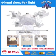 LED Ceiling Light With 4 Fan 4in1 Ceiling Fan With Light High Wind E27 Foldable/Remote/E27 Socket Sm