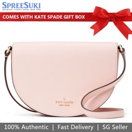 Kate Spade Handbag In Gift Box Crossbody Bag Luna Crescent Pebble Leather Flap Crossbody Chalk Pink # K8146
