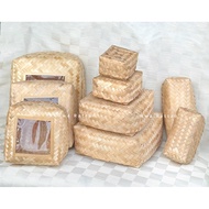 Bamboo box weaving mengkuang besek penutup kotak segi empat gift box hamper container hantaran hadia