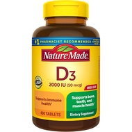 Vitamin D3 pills 1000IU/ 2000IU to support bone health Nature Made [American product]