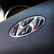 Compatible with Steering Wheel Logo Caps Accessories Carbon Fiber Emblem Badge Decal Cover Sticker for Hyundai Tucson Elantra Santa Kona Palisade Black