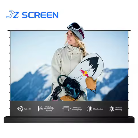 JZ SCREEN alr projector screen 120inch pet crystal Motorized Floor Rising Projector Screen laser pro