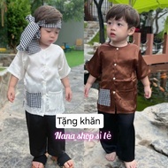 [GIVE SCARF] Baby boy and girl three-piece set made of soft, cool silk, size 8ky - 45ky / Children's