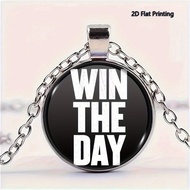 1PC 2D Flat Printed Win The Day Motivational Necklace,Teacher'S Day/Valentine'S Day/Family/Friend
