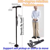 360 Pivot Foldable Walking Stick 1pc Pro Light Weight Crutch Sport Injury Cane Mobility Aid Tongkat 