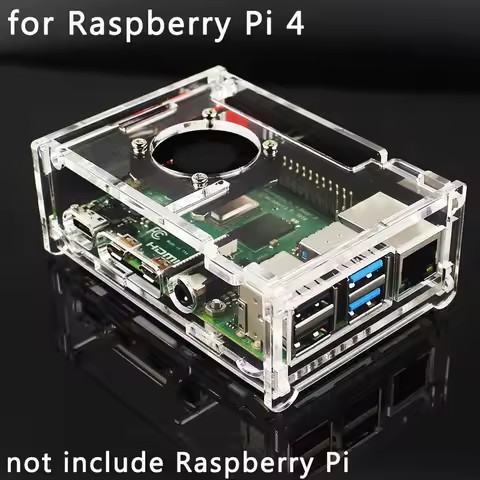 Acrylic Case for Raspberry Pi 4 Model B Transparent Case compatible Cooling Fan & 3.5 inch LCD for R