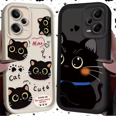 Cute Black Cat Phone Case for Xiaomi Redmi A5 A4 A3 A3X A2 A1 Plus 13X Redmi K80 Ultra K70 K70E K60 