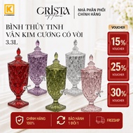 DIAMOND GLASS VASE WITH CRISTA HOME FAUCET 3.3L 60244 - BRINGS LUXURY TO EVERY PARTY