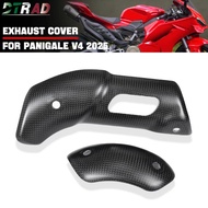 Carbon Fiber Exhaust Hood Covers For DUCATI Panigale V4 V4S 2025 With Complete Akrapovic Titanium Ex