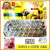 D.I.D DID X-RING 428VX 132FB G&B SEALED RING CHAIN RANTAI [MADE IN JAPAN] GOLD COLOR [100% ORIGINAL 