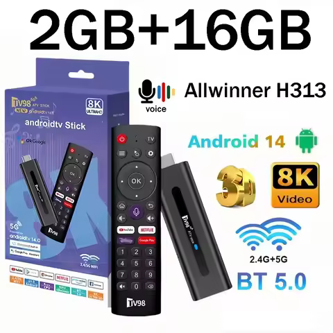 TV98 ATV Stick Android 14 Allwinner H618 Quad Core Cortex A53 Support 8K Video 4K Wifi6 BT5.0 Voice 