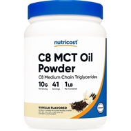 Nutricost C8 MCT Oil Powder 1LB (16oz) Vanilla Flavor - 95% C8 MCT Oil Powder, Best for Keto Diets, 