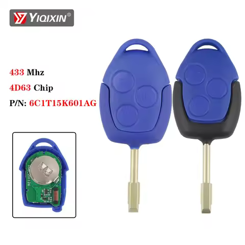YIQIXIN For Ford Transit 2006-2014 P/N: 6C1T15K601AG With Blue/Black Blade Car Remote Key 433Mhz 4D6