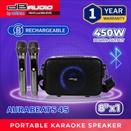 DB Audio by Astron AURABEATS 45 Rechargeable Portable Karaoke Speaker | 8" x 1 | 450W | Bluetooth