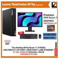 Lenovo Thinkcentre M75q Tiny GEN 2 Ryzen 7 Pro 22'' INCH DELL Monitor  BUILT IN Wi-Fi , UPTO 32GB RA